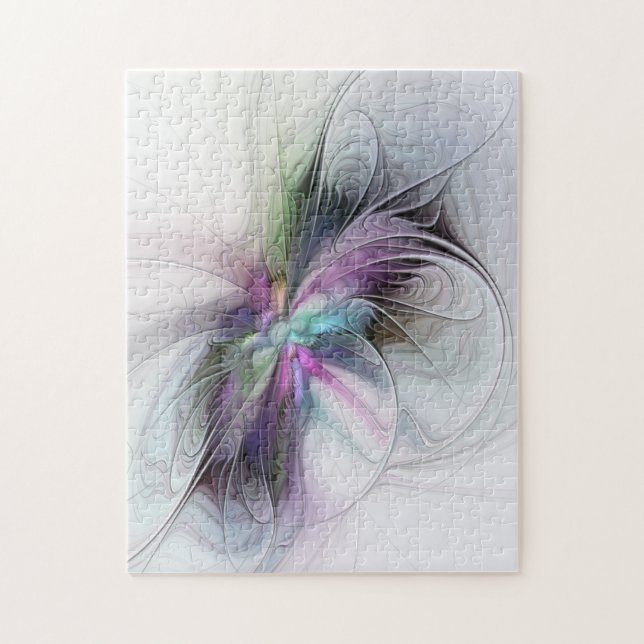 Neues Leben, buntes Abstraktes Fraktal Kunstfantas Puzzle (Vertikal)