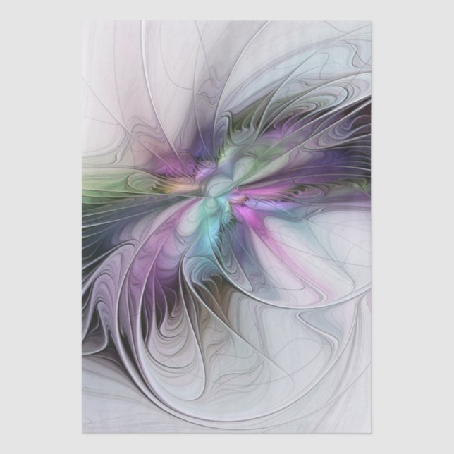 Neues Leben, buntes Abstraktes Fraktal Kunstfantas Seidenpapier (Vorderseite)