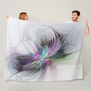 Neues Leben, farbenfrohe abstrakte Fraktal-Kunst-F Fleecedecke