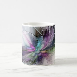 Neues Leben, farbenfrohe abstrakte Fraktal-Kunst-F Kaffeetasse
