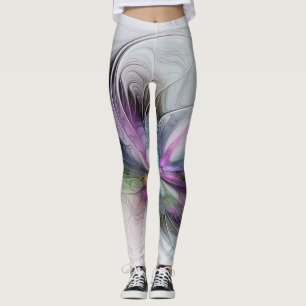Neues Leben, farbenfrohe abstrakte Fraktal-Kunst-F Leggings