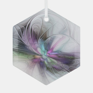Neues Leben, farbenfrohe abstrakte Fraktal-Kunst-F Ornament Aus Glas