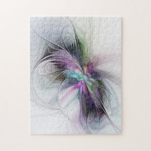 Neues Leben, farbenfrohe abstrakte Fraktal-Kunst-F Puzzle
