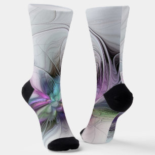 Neues Leben, farbenfrohe abstrakte fraktale Kunst Socken