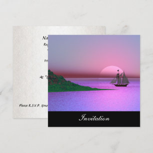 Neues Lila Einladungs-Schiff Einladung