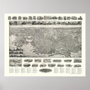 Neues London, panoramische Karte CT - 1911 Poster