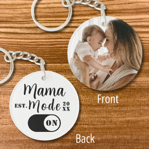 Neues Mama-Foto-Andenken Jahr Est. Mama-Modus Schlüsselanhänger