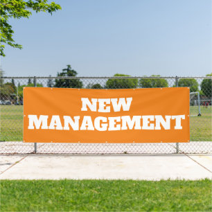 Neues Management Orange White Large Outdoor Busine Banner