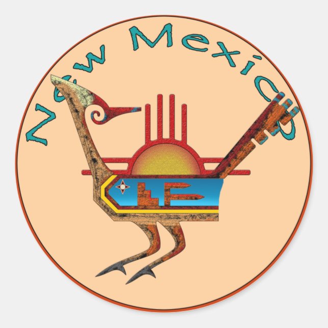 Neues Mexiko Runder Aufkleber (Vorderseite)
