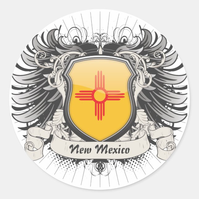 Neues Mexiko-Wappen Runder Aufkleber (Vorderseite)