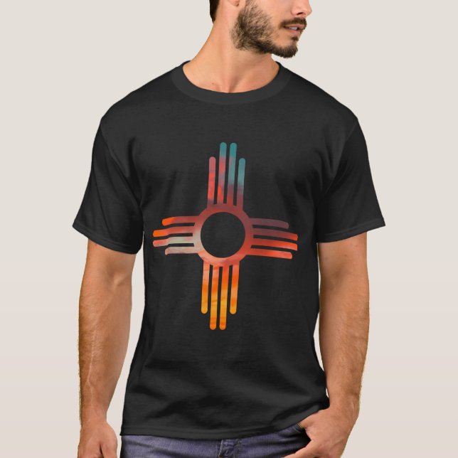 Neues Mexiko Zia Symbol Print T-Shirt (Vorderseite)