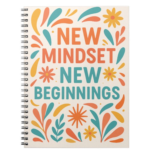 Neues Mindset, Neuanfang - farbenfrohe Motivation Notizblock (Vorderseite)