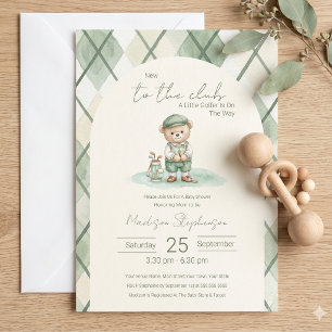 Neues Mitglied im Club Golfbär Baby Shower QR Code Einladung