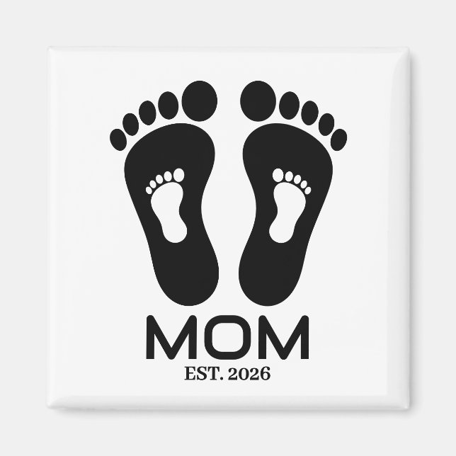 Neues-Mutter-Baby-Fußabdrücke-Einrichtungsdatum  Magnet (Vorne)
