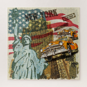 Neues New Yorker Reiseplakat im Vintage-Stil. Puzzle