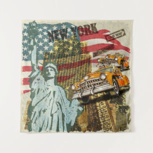 Neues New Yorker Reiseplakat im Vintage-Stil. Wandteppich