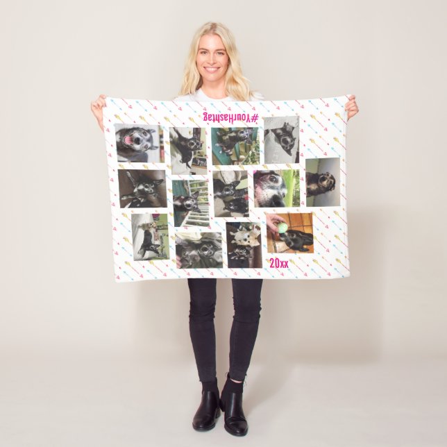 Neues 🐶 oder Baby-Foto 👶 Collage Personalisiert Fleecedecke (Beispiel)