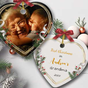 Neues Oma Baby Holly Pine Gold Frame Foto Keramik Ornament