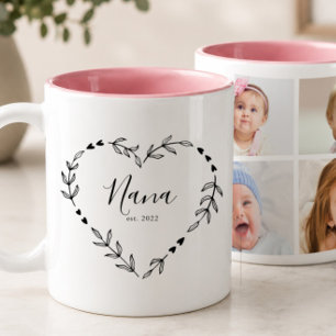 Neues Oma-Jahr Est. Vier-Foto-Collage Zweifarbige Tasse