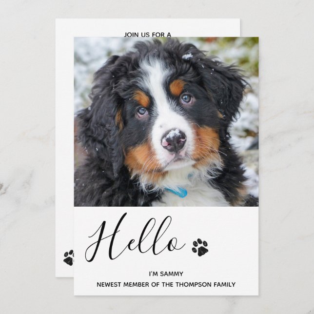 Neues Party für Haustiere Welpendusche Einladung (Vorne/Hinten)