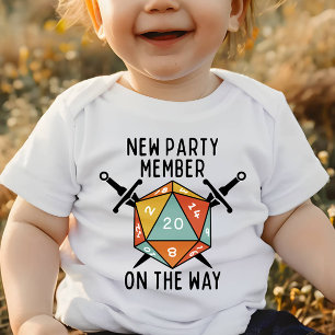 Neues Partymitglied auf dem Weg Vintage-Würfel Baby Strampler