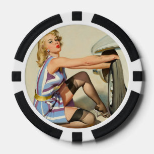 Neues Reifen Pin-up Mädchen Pokerchips