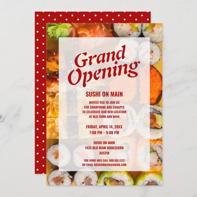 Neues Restaurant Grand Opening| Sushi Seafood Einladung (Vorne/Hinten)