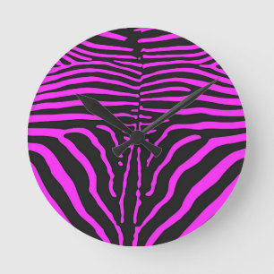 Neues rosa Schwarz Zebra Print-Zubehör - anpassen Runde Wanduhr