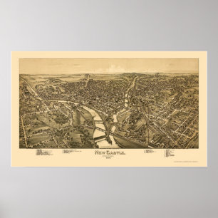 Neues Schloss, panoramische Karte PAs - 1896 Poster