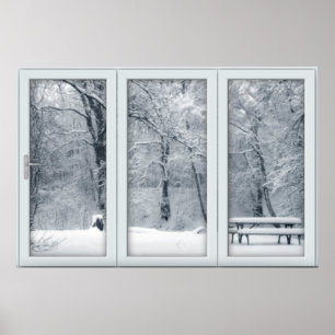 Neues Schneefall-Fenster mit Aussicht Poster