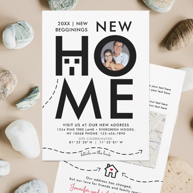 Neues Schwarz-Weiß-Haus - Neue Adresskarte Einladung (Von Creator hochgeladen)