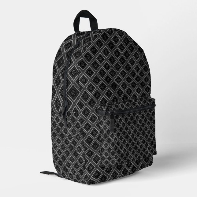 Neues Smart Lovely Ash Grau Diamonds Art Design Bedruckter Rucksack (Rückseitige Ecke links)