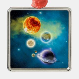 Neues Sonnensystem Silbernes Ornament