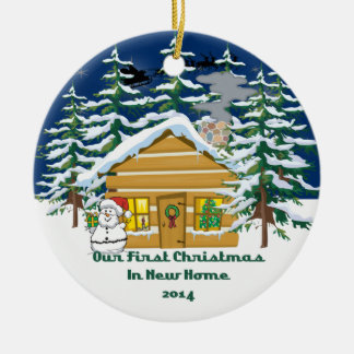 Neues Weihnachtsniedliche Kabine des Zuhause-2014 Keramik Ornament