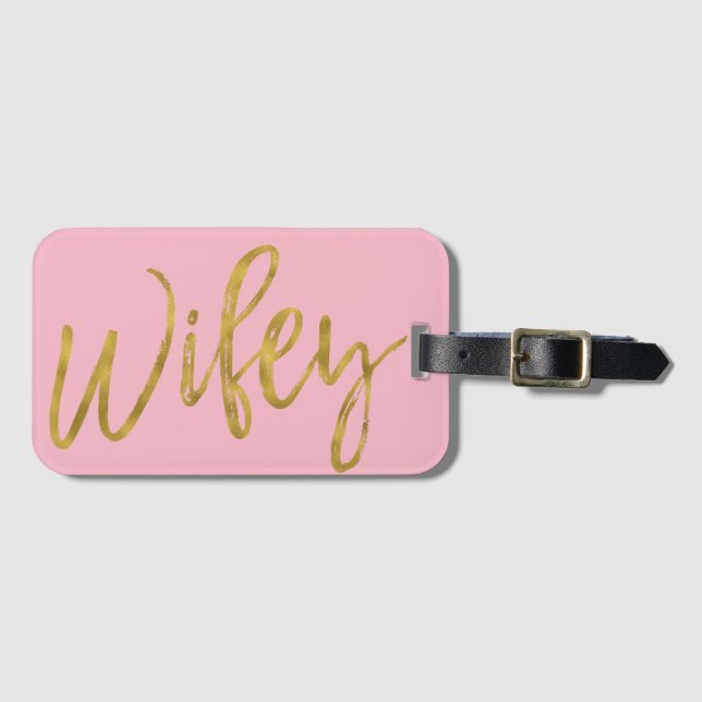 Neues Wifey Gold Foil und rosa Gepäcktafel Gepäckanhänger (Vorderseite (Horizontal))