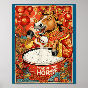 Neues Zodiak-Chinesisches Pferd-Reis Poster
