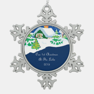 Neues Zuhause 2015 unser 1. Weihnachten in dem See Schneeflocken Zinn-Ornament