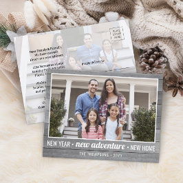 Neues Zuhause Adventure Gray Wood 2 Foto Neue Jahr Feiertagspostkarte