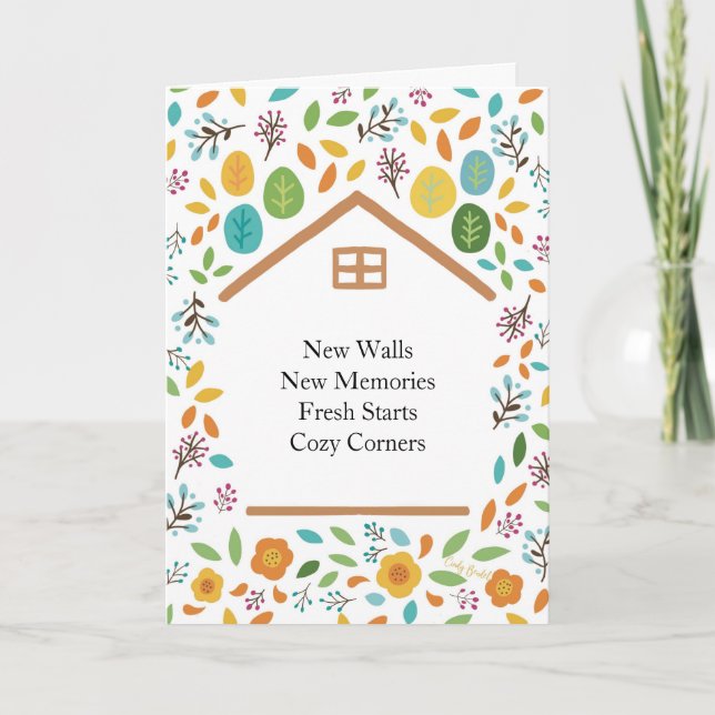 Neues Zuhause Einweihungs-Blumendesign Karte (Vorderseite)