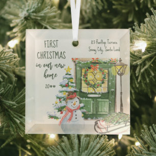 Neues Zuhause Erstes Festliches Fronttür-Keramik-O Ornament Aus Glas
