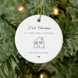 neues Zuhause erstes Weihnachtshaus zeichne niedli Keramik Ornament