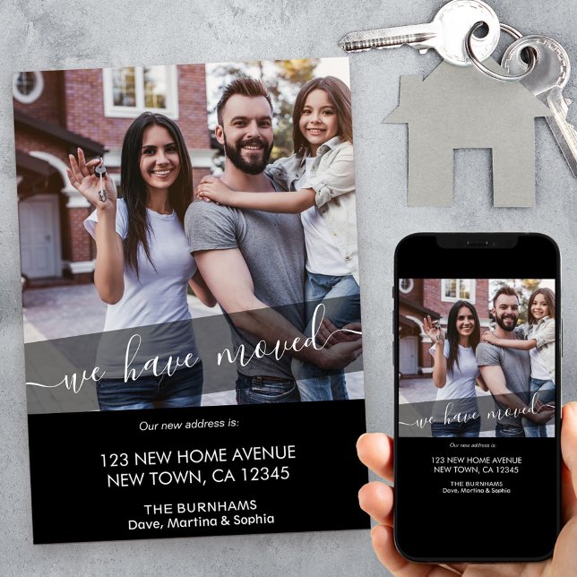 Neues Zuhause-Foto Wir haben elegantes Skript schw Ankündigung (Von Creator hochgeladen)