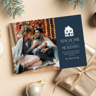 Neues Zuhause für die Feiertage Navy Weihnachtsumz Feiertagskarte