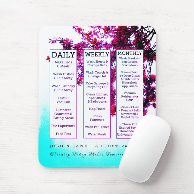 Neues Zuhause-Reinigungszeitplan für Hausarbeit Eh Mousepad (Mit Mouse)