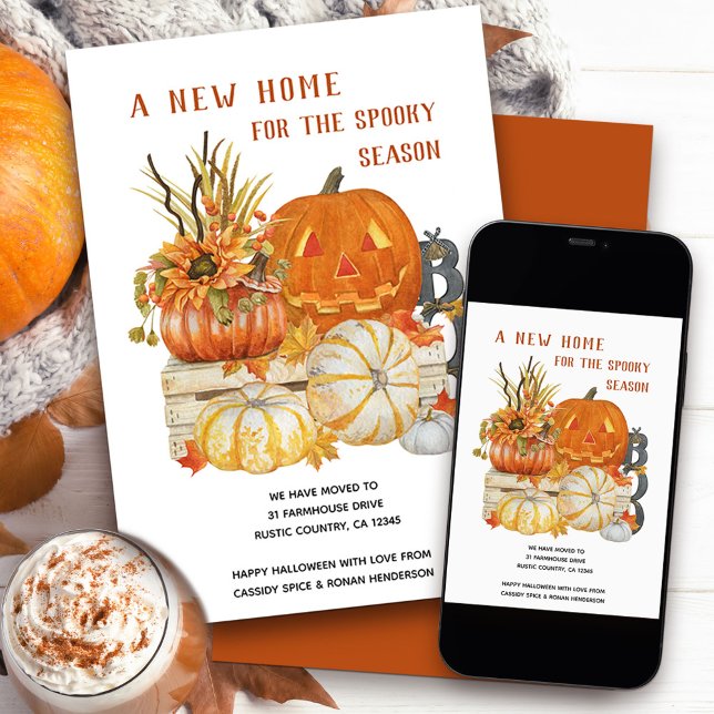 Neues Zuhause Rustikales Halloween-Moving Ankündigung (New Home for the Spooky Season - fun moving card for new address announcement near halloween time)