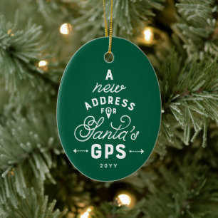 Neues Zuhause süße grüne Weihnachtsfoto Keramik Ornament