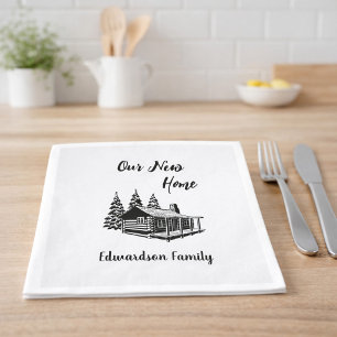 Neues Zuhause Umzug in ein neues Haus Familienname Serviette