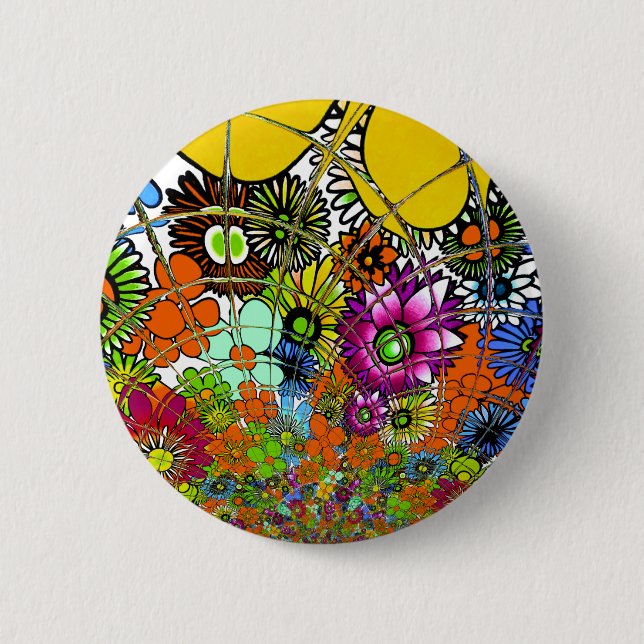 Neueste farbenfrohe atemberaubende Blumenmuster-De Button (Vorderseite)