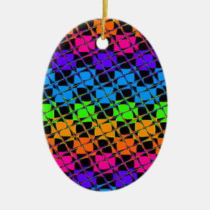Neueste kantige bunte Schachbrett-Regenbogen-Muste Keramik Ornament