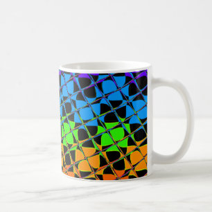 Neueste kantige, farbenfrohe karierte Regenbogen-M Tasse